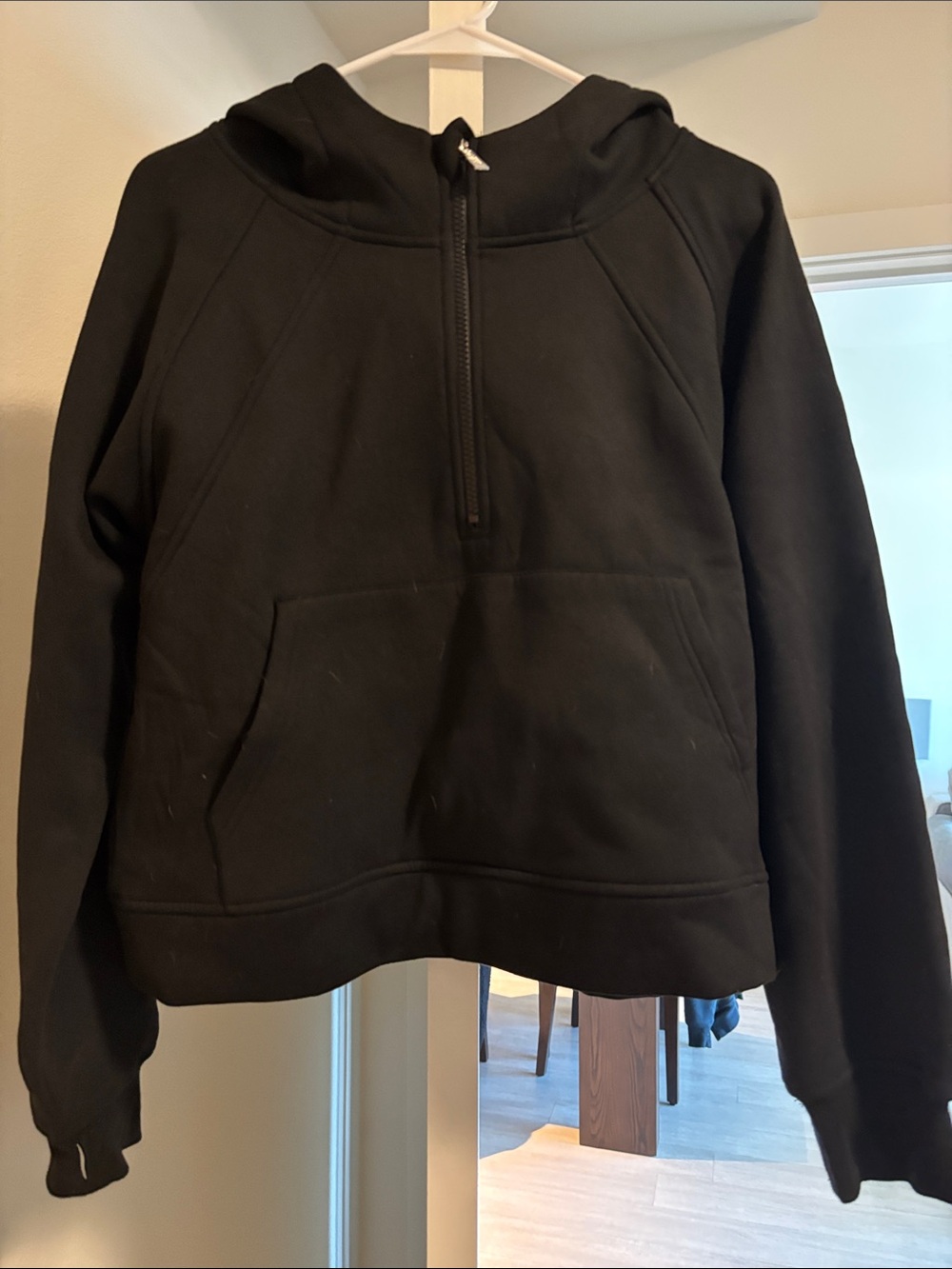 Black Half-Zip Hooded Women's Sweater
